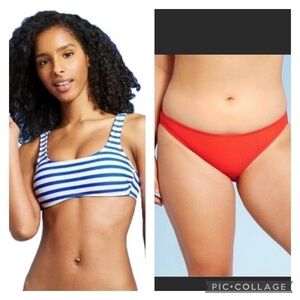 Nwot Xhilaration Striped Bikini Top Ribbed Cheeky Bottoms